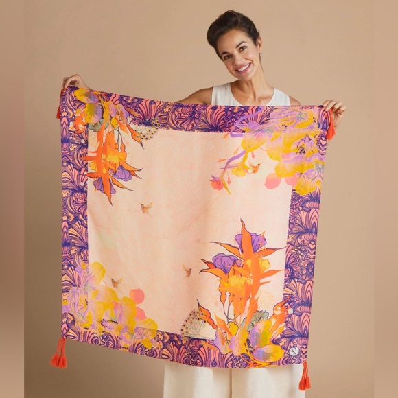 Powder Design 100% Silk Tropical Hummingbird Scarf - Picture 4 of 10